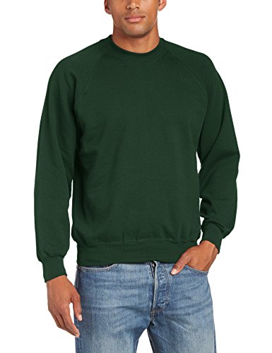 Fruit of the Loom Men's Classic Set-In Sweat Crew Neck Sweatshirt, Bottle Green, Large