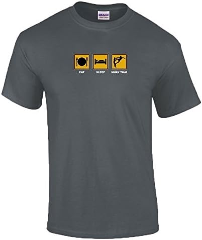 Eat Sleep MUAY THAI Martial Arts MMA Funny Gifts T-Shirt 16 Colours - to 5XL -Large -Charcoal