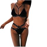 DODOING Sexy Strand Damen Frauen Letter Printed Bandage Bandeau Bikini Set Badeanzug Bademode