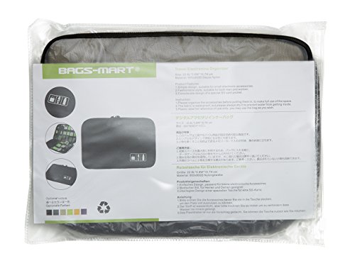 BAGSMART Universaltasche Elektronikzubehör Aufbewahrungstasche für Energy-Banks, USB Drive Shuttle, Kabel Grau - 7