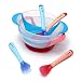 Kungfu Mall Children Kids Learning Eating Bowl Cute Baby Dishes With Suction Cup And Sensing Spoon Set Heat Temperature Sense (Blue)