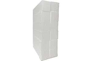 DecoPorex Lot de 12 Blocs de Mousse de polystyrène de 5 x 5 x 20 cm pour travaux manuels - Briques rectangulaires en polystyrène pour Arts et travaux manuels - Blanc