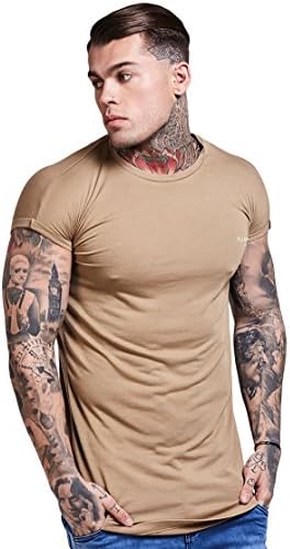 Illusive London Mens Curved Hem Slim Fit Designer Short Sleeve T Shirt Tee Top 12 Styles
