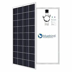 Bluebird Solar 190 Watt - 12 Volt Mono PERC Crystalline Solar Panel | BIS Certified | High Efficiency | 5BB A+ Grade Solar Cells | Junction Box with MC4 Connector | Home Lighting & Battery Charging