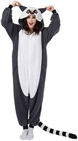 Kigurumi Pyjamas Long Tailed Lemur Unisex Adult Onesie Animal Pajamas Cosplay Costume Sleepwear Nightclothes