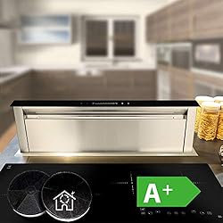 Table Hotte Aspirante (90cm, inox, verre noir, extra silencieux, 560m³/h, éclairage LED, 10 étapes, touches à détecteur TouchSelect, suivi automatique, EEK A+) DRAFT865 - KKT KOLBE
