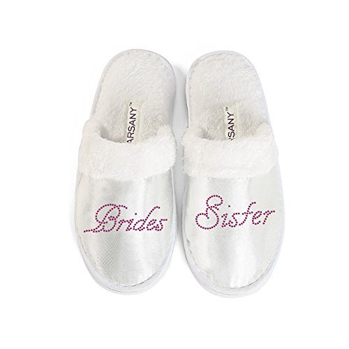 Pink Varsany Schwester der Braut Spa Pantoffeln Junggesellinnenabschied Hochzeit Diamant Strass Kristall Hotelpantoffeln
