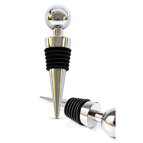 Chrome Finish Wein Flasche Stopper von jentay| Deko Wein Flasche Stopper, metall und Gummi-Design | zeitgenössischen Stil, Classy Moderne Optik | Fun Geschirr Geschenk, Best Einzugs Present - 2