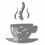diseño moderno Moderno reloj de pared de cocina TAZA, acrílico, gris, 32 cm x 19 cm, 3d, estilo moderno, 3d silencioso, diseño