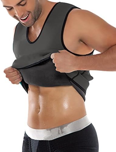 YCHENG Men's Slim Neoprene Weight Loss Sauna Shirt Body Shapewear Sweat Vest Grey M
