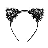 NALATI Black Sexy Lace Cat Ears Headband Women Hair Band Christmas Halloween Costume Party Accessory