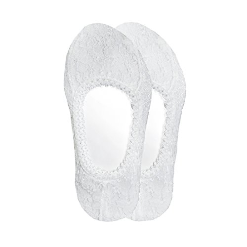 6 Paar Spitzen-Füßlinge für Teenager und Damen, weiß, schwar,champagner, Ch-2121 (39-42, Weiß (one-size))