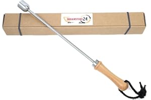 INDIAN STORE 24 Bierstache Beerspike Caranelizer Beer Caramelizer Beer Warmer Manche en Bois véritable, 100% de qualité Alimentaire et Boule en Acier Inoxydable (Forme Ovale)
