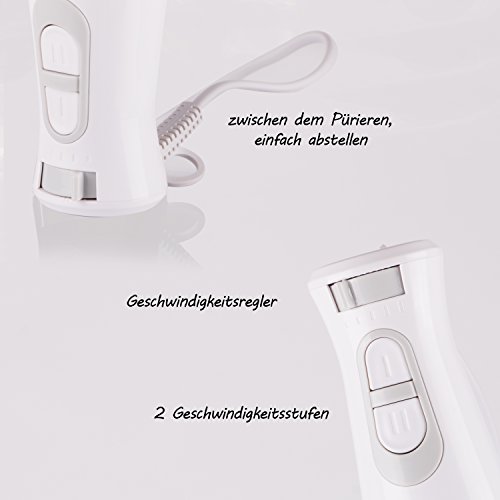 TZS First Austria – 600 Watt 3 in 1 Stabmixer Set mit Edelstahl Pürierstab | hitzebeständig | 4 Klingen | 2 Geschwindigkeitsstufen und Feinregler | 600 Watt Zerkleinerer und elektrischer Schneebesen - 6