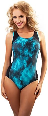 One Piece Womens Fashion Tie Dye Print Swim Costume Racerback Swimsuit