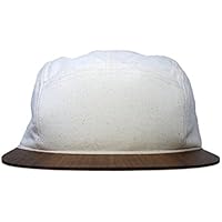 Cap weiß feinster Canvas mit edlem Holzschild - Made in Germany - Unisex 5Panel - Sehr leicht & bequem - One size fits all - Snapback | Lou-i Kappe