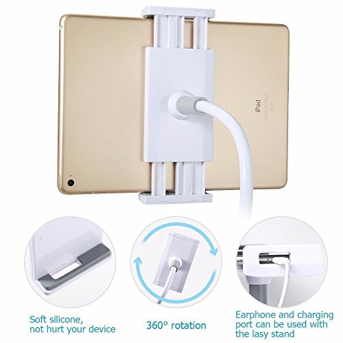 EasyAcc Desktop-Ständer Schwanenhals Halter Handy/Tablets halterung 360 Drehen (Weiß / Grau) - 3