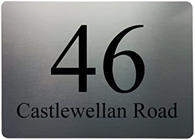 Custom Personalised Metal Aluminium 5x7" Number Signs Door Plaques House Street Name Wall Gift (Silver, 5x7" Rounded Corners)