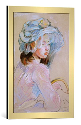 Kunst für Alle Image encadrée: Berthe Morisot Girl Carrying a Basket 1891" - Impression d'art décorative, en Cadre de Haute qualité, 40x60 cm, Doré Brossé