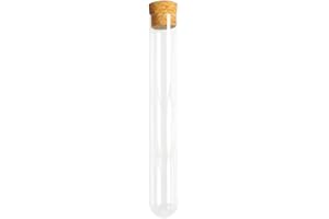 UKCOCO Lot DE 12 Tubes à essai en Verre avec Bouchons pour Décoration de Mariage, Laboratoire ou Experience Transparent 20 x 200 mm