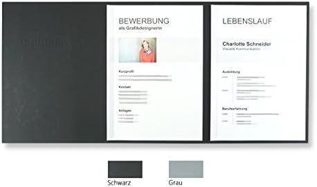 3-Part Job Applications Folders Pack of 10 Black with 2 Slide Binders in Delicate Leather-Look