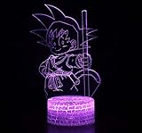 3D Lampe Illusion Optique LED Veilleuse, CKW 7 Couleurs Tactile Lampe de Chevet Chambre Table Art Déco Enfant Lumière de Nuit avec Câble USB Nouveauté De Noël Cadeau d'anniversaire (Dragon ball 10)