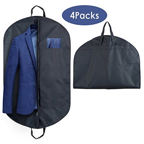 HOMFA 4 x Kleidersack atmungsaktive kleiderhülle Anzugtasche Anzugsack Kleiderschutzhülle mit Sichtfenster und Tragegriff aus Wasserabweisend Material für Anzug, Brautkleid - 100 x 60 cm