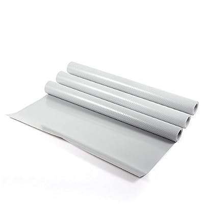 Amorus Lot de 3 Rouleaux Tapis Fond de Tiroir Antidérapant, DIY Revêtements/Films de Tiroir /Tapis de réfrigérateur Antibactérien, 45 x 150CM (Gris)