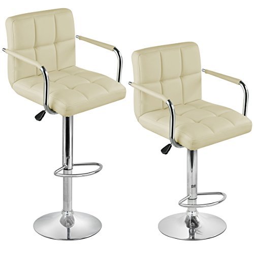 Tinxs® Brand New Pair of Cream Faux Leather Kitchen/Bar stools (Cream)