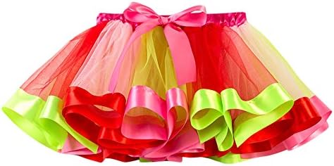 NING Little Girls Dresses Tutu Dresses for Girls Baby Girls Tutu Tulle Party Dance Ballet Toddler Rainbow Baby Costume Skirt(Red Size:7 Years)