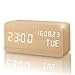 Produktbild E.life USB/AAA Smart Sound Control Wecker, Bambus Holz Weiß LED-Licht Holz Voice-activated Digital Wecker, zeigt Zeit Datum Woche und Temperatur für den Alltag oder als Geschenk (Weiß)