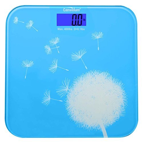 Canwelum "Intelligente durchtreten & Auto-off" Praezise Digitale Personenwaage, Digitale Koerperwaage, Koerper Waage, mit Loewenzahn modischen Stil (blau)