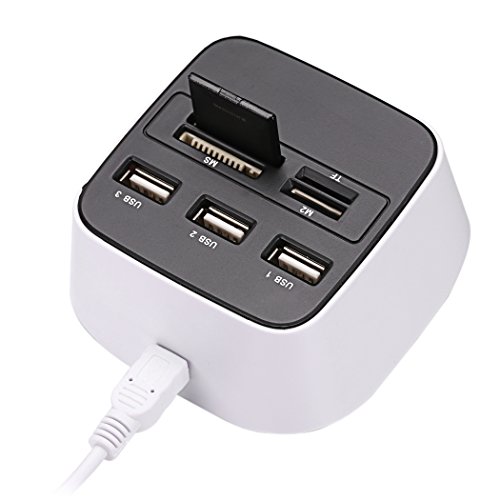 MOKE Neue 3-Port USB 2.0 Hub & Multiple Kartenleser für M2 / MS / TF / SD mit LED-Licht - 3