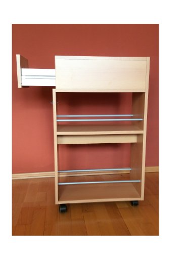 Kchenwagen-Nischenwagen-Kchenregal-Wei-Buche-auf-Rollen-Schublade