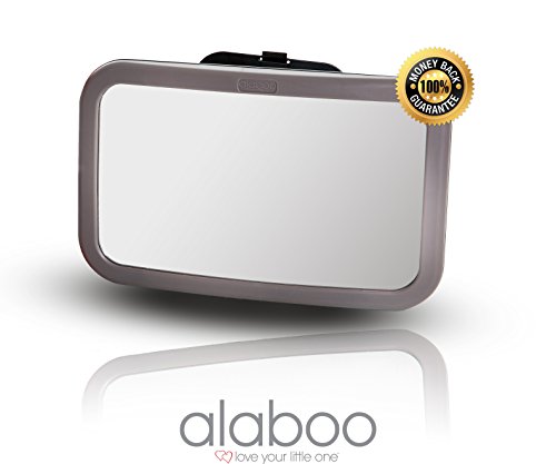 New 2015 Alaboo Baby Back Seat Mirror | The #1 Large Wide Angle Premium Safety Mirror Lets You Finally Travel with Peace of Mind | Superior Reflection | 360-degree Swivel | Shatterproof Design | Backed with 100% Guarantee | BONUS Baby Food Recipes