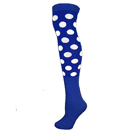 AJs Calcetines hasta la Rodilla de Lunares Azules - Puntos w/Blanco