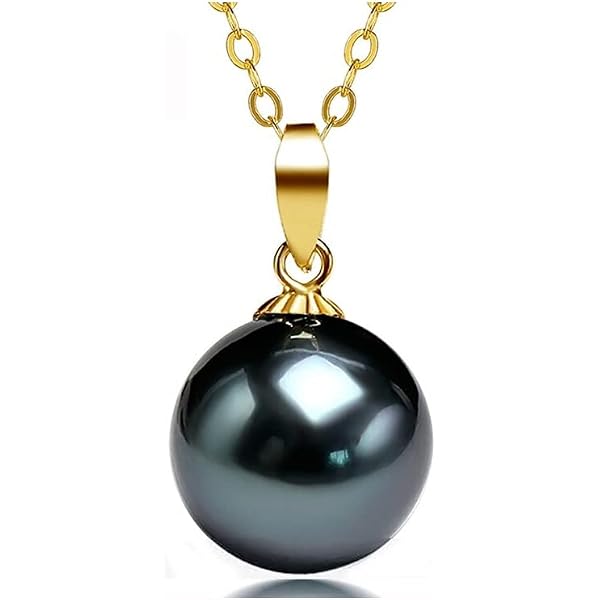 Pendentif Or Jaune 14 Carats Avec Perle De Tahiti Véritable – Or Massif, Taille 2,8 Cm, Perle 1,5x1,3 Cm