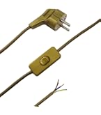 POLY POOL Nachttischlampen-Kabel, 1,5 M, Gold – Mit Schalter & Stecker | Zweipoliges Kabel Für Lampen | Made In Italy
