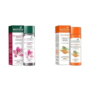 Biotique Bio Mountain Ebony Vitalizing Serum For Falling Hair Intensive Hair Growth Treatment, 120ML & Bio Carrot Face & Body Sun Lotion Spf 40 Uva/Uvb Sunscreen For All Skin Types In The Sun