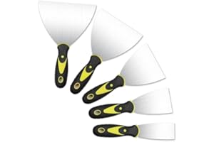 XIAOXIAOZHIJIA 5 Piezas Espátulas Masilla, Espátulas de Acero Inoxidable, Cuchillos de Masilla, Raspadores de Papel Tapiz para Quitar Pintura Enlucido y Papel Tapiz (Stil)