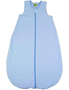 Baby + Kleinkind Schlafsack Ringelstreifen hellblau, leicht + luftig für wärmere Tage, 4-Jahreszeiten-Baumwolle