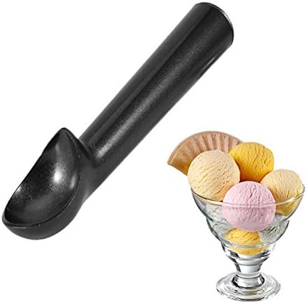 Ice Cream Tools Portable Aluminum Alloy Non-stick Anti-feeze Ice Cream Scoop Spoon For Home Kitchen Accessories (1PCS black)