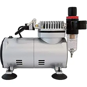 Aerograph 1/5 HP AC Rubber and Braided Nylon Airbrush Mini Air Compressor with 10 ft Hose Pipe