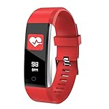 Fitness Armband Tracker,Wasserdicht IP68 Fitness Tracker Aktivit?Tstracker Mit Pulsmesser / Schrittz?Hler / GPS / Kalorienz?Hler /Bluetooth 4.0 Für Frauen M?Nner Kinder Anruf/ SMS Kompatibel Mit Iphone Und Android,Red