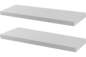 Harbour Housewares Modern Floating Wall Shelf - 100cm - White - Pack of 2 - Photo Gallery Bookshelf Wall Shelves for Living Room Display, Bedroom, Office Storage