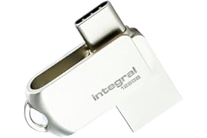 Integral 128GB 360-Dual USB 3.2 Gen 1 Type C and Type A Flash Drive with Solid Metal Casing, Fast Transfer Speeds and Simply Plug and Play IPhone 15, 16 series, Macbook Pro/Air and Ipad Pro