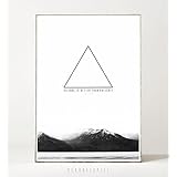 Kunstdruck / Poster SILENCE IS BETTER -ungerahmt- Berg, Gebirge, geometrisch, Dreieck, Typografie, Urban, skandinavisch, nordisch, Wanderlust