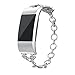 Produktbild OverDose Neue Mode Sport Echtes Edelstahl Uhr Armband Band Bügel Mädchen Damen Kristall Armband Für Fitbit Charge 2(145-190mm,Silber)