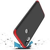 ERLI Xiaomi Mi A2 Lite/Redmi 6 Pro Hülle, 360 Grad ganzkörper Schutz DREI in eins Telefon Kasten (Rot, Schwarz)