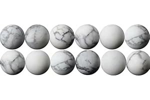 SKYBEADS DIY Jewellery Making Beads 6mm Natural White Howlite Semi Precious Stone in Bulk Wholesale One Strand 15 Inch APX 60 Pcs